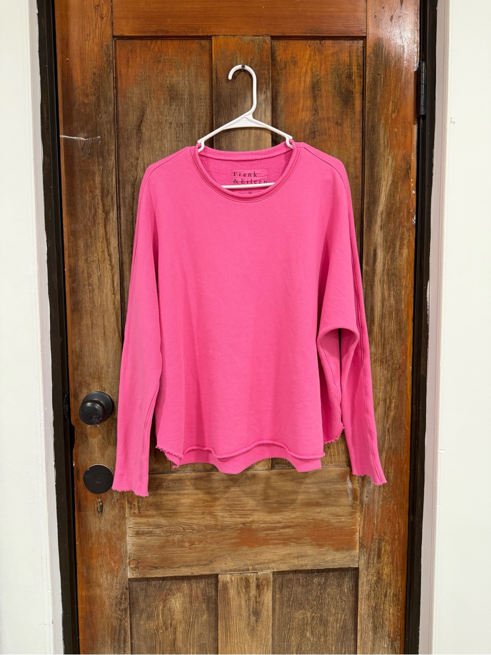Frank & Eileen Hot Pink Cotton Crewneck Sweater